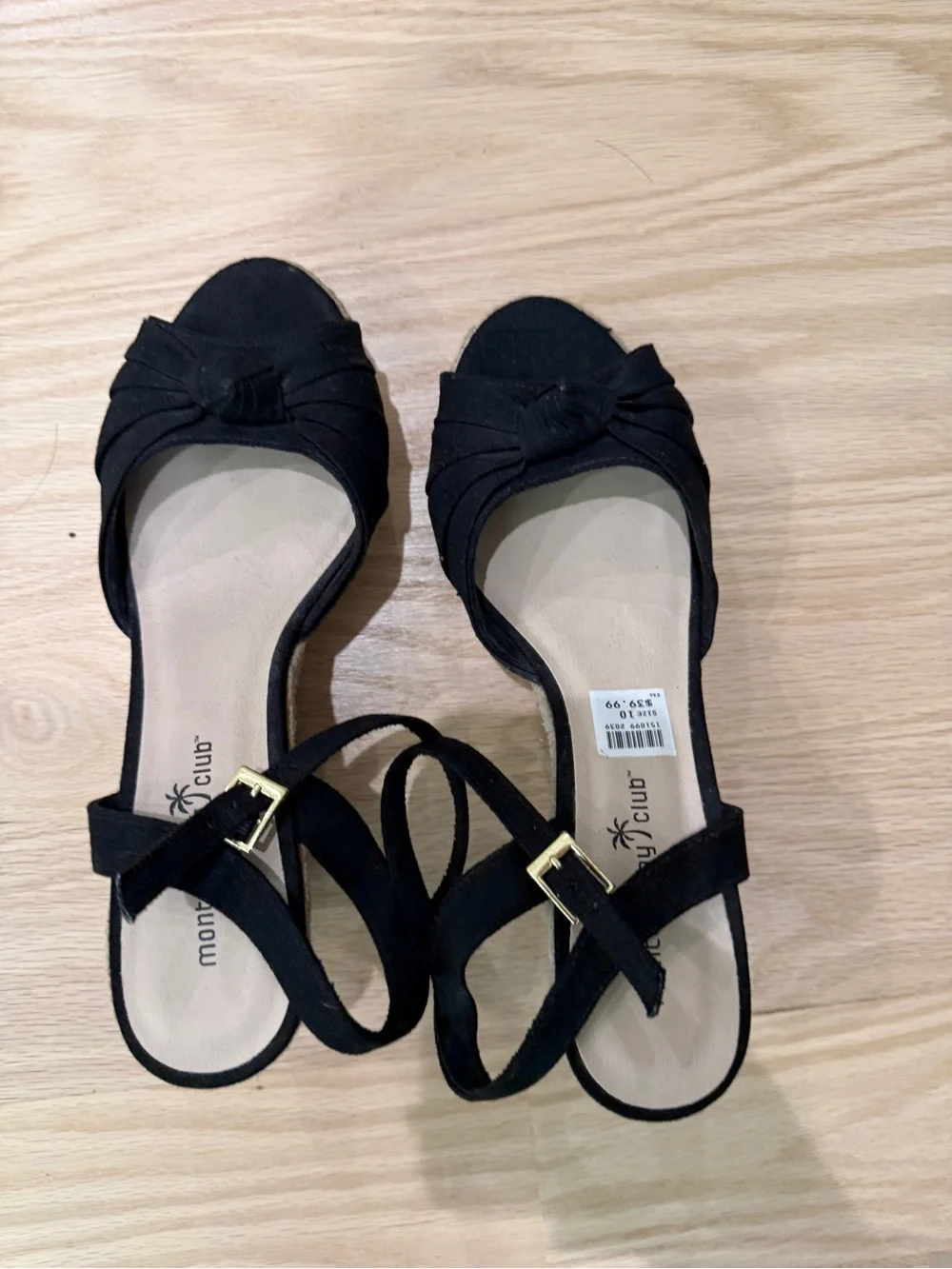Payless Black Open-Toe Ankle-Strap Wedge Sandals